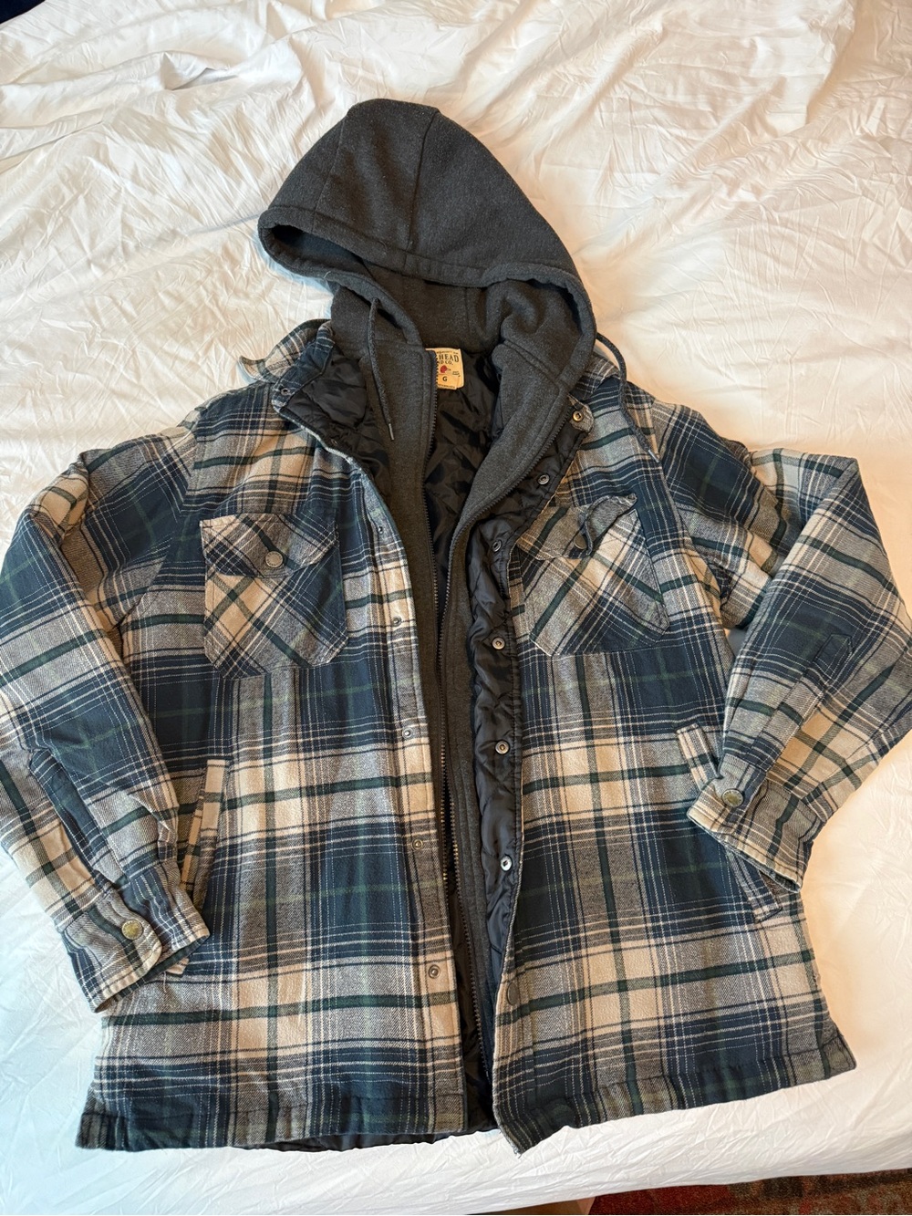 Men’s Flannel Jacket with Hood - Large